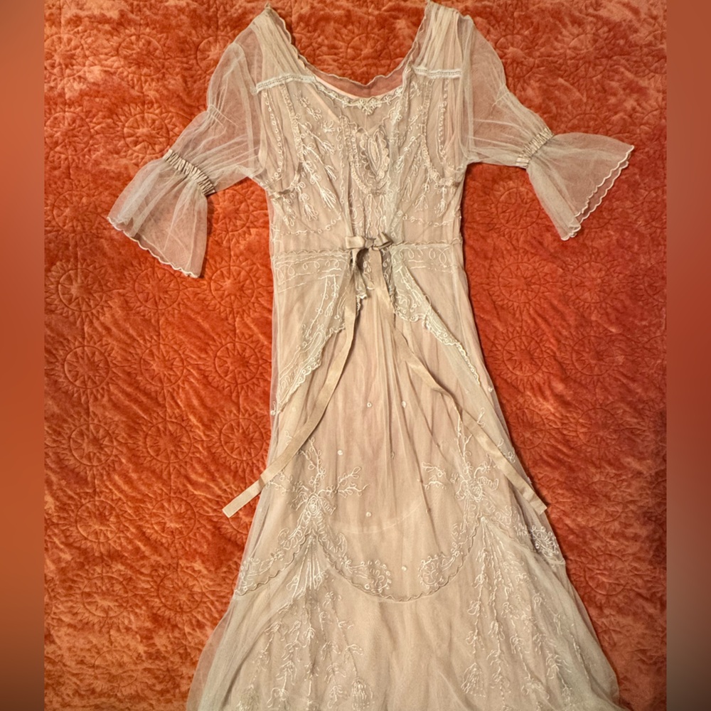 NATAYA 40163 DOWNTON ABBEY TEA PARTY GOWN IN IVORY/PEACH